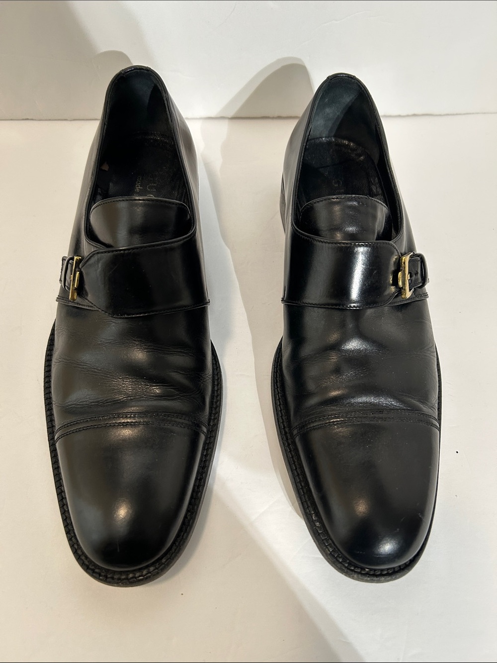 GUCCI Men's Black Leather Monk Strap Dress Shoes Size 9 D